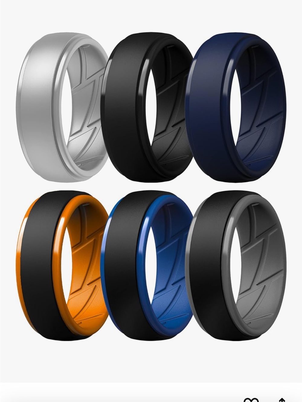 ThunderFit Men's Silicone Rings 10mm Wide 2.5mm Thick Rubber Bands, Variety Pack